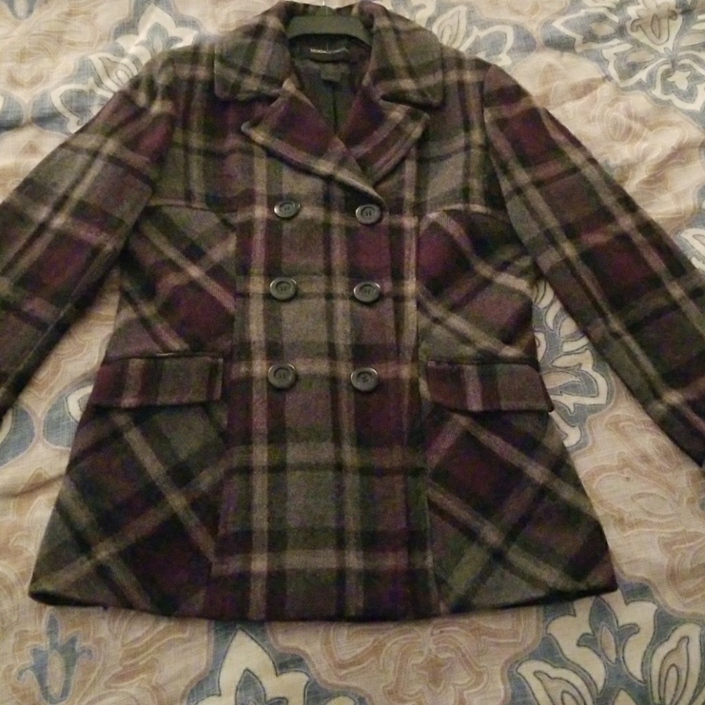 Women's Wool Plaid Pea Coat